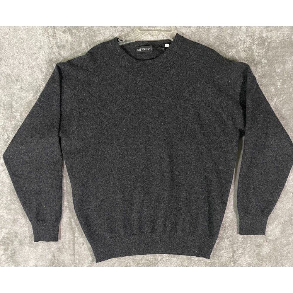 HOLT RENFREW Grey Cashmere Medium Sweater Round Neck Long Sleeve‎